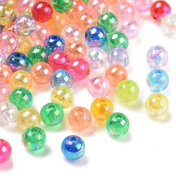 Couleur Mélangete Perles acryliques transparentes écologiques, ronde, couleur ab , couleur mixte, 8mm, Trou: 1.5mm, environ2000 pcs / 500 g