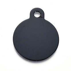Noir Pendentifs en aluminium, estampillage d'une étiquette vierge, plat rond, noir, 31x25x1mm, Trou: 3mm