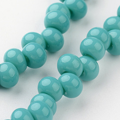 Turquoise Medio Colocar hebras de perlas de vidrio, medio turquesa, 6x4 mm, agujero: 1.8 mm, sobre 100 unidades / cadena, 15.3 pulgada