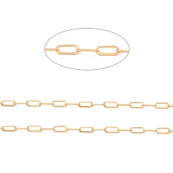 Oro Revestimiento iónico (ip) 304 cadenas de clip de acero inoxidable, cadena de cable alargada dibujada, sin soldar, dorado, link: 16x7x1 mm