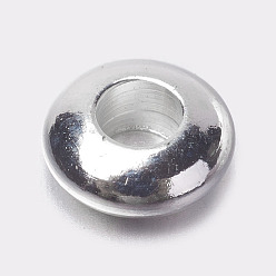 Серебро Spacer бисер латунные, рондель, серебряный цвет гальваническим, 5x2 мм, отверстие : 1.5~2 мм