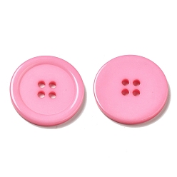Pink Boutons en résine, teint, plat rond, rose, 34x4mm, trou: 3 mm, 98 PCs / sac