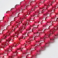 Camellia Synthetic Gemstone Beads Strands, Imitation Ruby, Faceted, Round, Camellia, 1.8mm, Hole: 0.5mm, about 210pcs/strand, 15 inch