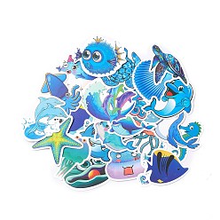 Others Colorful Cartoon Stickers, Vinyl Waterproof Decals, for Water Bottles Laptop Phone Skateboard Decoration, Ocean Themed Pattern, 5.1x3.7x0.02cm, 49pcs/bag