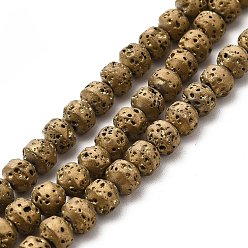 Golden Plated Electroplated Natural Lava Rock Beads Strands, Bicone, Golden Plated, 4x5mm, Hole: 0.8mm, about 89~90pcs/strand, 15.35~15.55 inch(39~39.5cm)