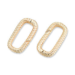 Real 18K Gold Plated Brass Spring Gate Rings, Cadmium Free & Nickel Free & Lead Free, Twisted Oval, Real 18K Gold Plated, 18x9x2.5mm