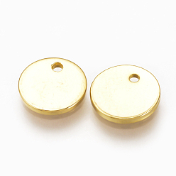 Real 18K Gold Plated Brass Charms, Nickel Free, Real 18K Gold Plated, Flat Round, 8x1mm, Hole: 1mm