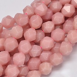 Розовый Опал Граненые натуральные розовые опаловые бусы, звезды вырезать круглые бусы, 8x7 мм, отверстие : 1 мм, около 49 шт / нитка, 15.7 дюйм