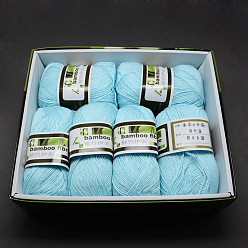Светло-Голубой Мягкие детские нити, с бамбукового волокна и шелка, Небесно-голубой, 1 мм, около 140 м / рулон, 50 г / рулон, 6 рулонов / коробке