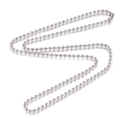 Stainless Steel Color 304 Stainless Steel Ball Chain Necklace, with Ball Chain Connectors, Stainless Steel Color, 24.02 inch(61cm)