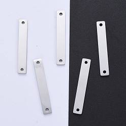 Stainless Steel Color 304 Stainless Steel Links Connectors, Manual Polishing, Stamping Blank Tags, Rectangle, Stainless Steel Color, 38x6x1.8mm, Hole: 1.8mm