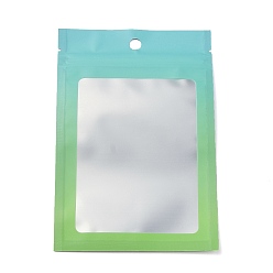 Vert Sac de fermeture à glissière en plastique, sacs de rangement de couleur dégradée, sac auto-scellant, joint haut, avec fenêtre et trou de suspension, rectangle, verte, 15x10x0.25 cm, épaisseur unilatérale : 3.9 mil(0.1mm), 95~100 pcs /sachet 