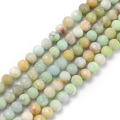 Flower Amazonite Natural Flower Amazonite Beads Strands, Faceted, Luminous, Round, 8mm, Hole: 1.2mm, about 50pcs/strand, 15.55 inch(39.5cm)