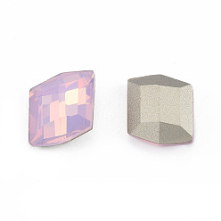 Light Rose K9 Glass Rhinestone Cabochons, Pointed Back & Back Plated, Faceted, Parallelogram, Light Rose, 12x10.5x5.5mm