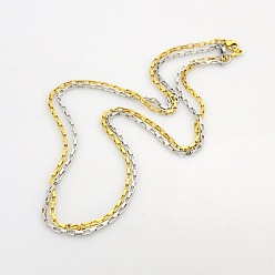 Mixed Color Unisex Casual Style 304 Stainless Steel Box Chain Necklaces, with Lobster Claw Clasps, Mixed Color, 17.7 inch(45cm)