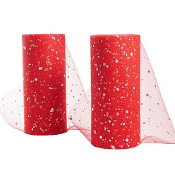 Rouge Foncé Rubans de maille déco à paillettes scintillantes, tissu de tulle, Tissu à carreaux en tulle pour la fabrication de jupe, rouge foncé, 6 pouce (15 cm), à propos de 25yards / roll (22.86m / roll)