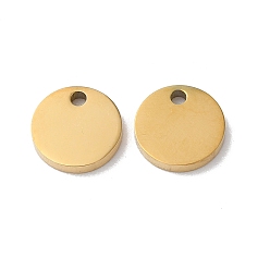 Real 18K Gold Plated 304 Stainless Steel Charms, Stamping Blank Tag, Flat Round Charm, Real 18K Gold Plated, 8x1.3mm, Hole: 1.2mm