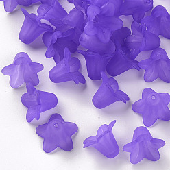 Фиолетовый Прозрачные акриловые бусины, матовые, цветок, фиолетовые, 17.5x12 мм, Отверстие : 1.5 мм , около 770 шт / 500 г