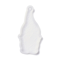 White Valentine's Day Theme DIY Pendant Silicone Molds, Resin Casting Molds, For UV Resin, Epoxy Resin Craft Making, Dwarfs with Heart, White, 75.5x36.5x6mm, Hole: 2.6mm, Inner Diameter: 66x32.5mm