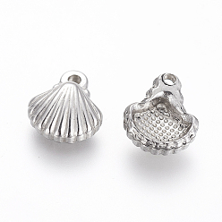 Stainless Steel Color 304 Stainless Steel Charms, Shell, Stainless Steel Color, 12.5~12.7x10.7~11x4.2~4.5mm, Hole: 1.6~1.8mm