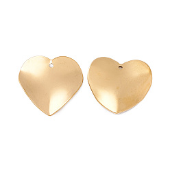 Heart 304 Stainless Steel Pendants, Golden, Heart Pattern, 21.5x22x1~2mm, Hole: 1.2mm