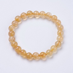 Citrine Citrine naturelle bracelets extensibles de perles, ronde, 2 pouces (52 mm)