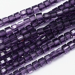 Indigo Brins de perles de verre transparent cube à facettes, indigo, 5.5x5.5x5.5mm, Trou: 1mm, Environ 94 pcs/chapelet, 20.4 pouce