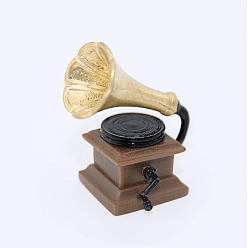 Brown Miniature Resin Phonograph, for Dollhouse Accessories Pretending Prop Decorations, Brown, 31x29.5x53.5mm