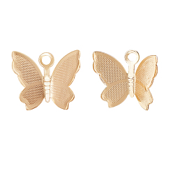 Real 18K Gold Plated Brass Charms, Butterfly, Real 18K Gold Plated, 10.5x12x3mm, Hole: 1mm, 30pcs/box