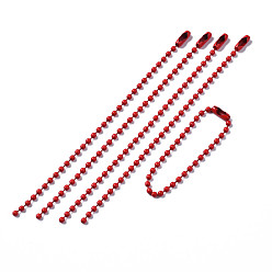 Rouge Chaînes à billes de fer peintes à la bombe, chaînes d'étiquettes, rouge, 117x2.5mm