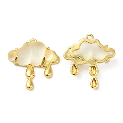 Beige Translucent Resin Pendants, Cloud Charms, with Rack Plating Real 18K Gold Plated Brass Findings, Long-Lasting Plated, Cadmium Free & Lead Free, Beige, 24.5x22.5x6mm, Hole: 1.6mm