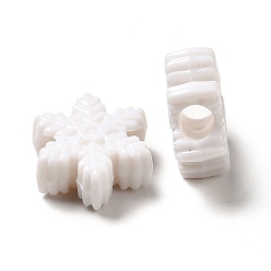 White Opaque Acrylic Beads, Christmas Snowflake, White, 14.5x13x6mm, Hole: 4mm, about 950pcs/500g