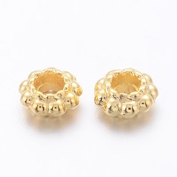Golden Tibetan Style Alloy Spacer Beads, Lead Free & Cadmium Free, Flower, Golden, 6x3mm, Hole: 2.5mm