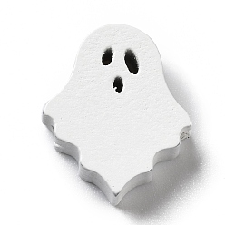 White Halloween Spray Painted Wood Beads, Ghost, White, 24.5x21x8mm, Hole: 3x2.5mm