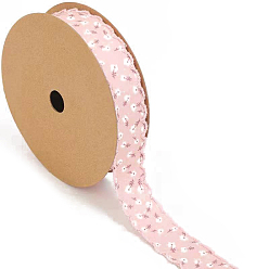 Pink 8 mètres de rubans en polyester imprimés de fleurs, ruban à bord ondulé, accessoires du vêtement, emballage cadeau, rose, 1 pouces (25 mm)
