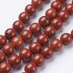 Brique Rouge Jaspe rouge naturel ronde perles brins, firebrick, 8mm, Trou: 1mm, Environ 47 pcs/chapelet, 16 pouce