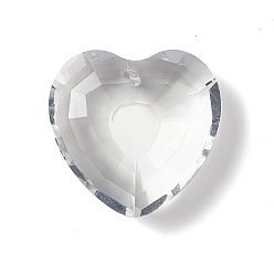 Claro Colgantes de cristal transparente, para colgantes de cristal de araña, facetados, corazón, Claro, 32x33x13.5 mm, agujero: 1.8 mm