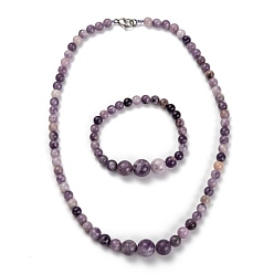Phlogopite Colliers de perles graduées en phlogopite naturelle et ensembles de bijoux de bracelets extensibles, Avec l'acier homard fermoirs pince en acier inoxydable, 18-3/4 pouce (47.5 cm), 2-1/8 pouce (5.3 cm)
