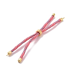 Salmon Nylon Cord Silder Bracelets, for Connector Charm Bracelet Making, with Rack Plating Golden Brass Clasp, Long-Lasting Plated, Cadmium Free & Lead Free, Salmon, 9-1/8x1/8 inch(23x0.3cm), Hole: 2mm