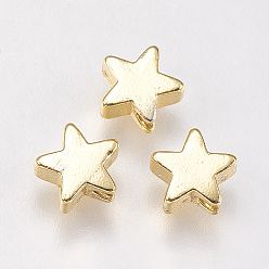 Doré  Perles en laiton, étoiles, or, 4x4x2.5mm, Trou: 1mm