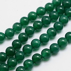 Green Round Natural Agate Bead Strands, Dyed, Green, 8mm, Hole: 1mm, about 49pcs/strand, 15.74 inch