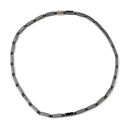 Hématite Sans Magnétique   Colliers rectangulaires en perles d'hématite non magnétiques synthétiques pour femmes et hommes, avec un alliage fermoir magnétique, 20.35 pouce (51.7 cm)