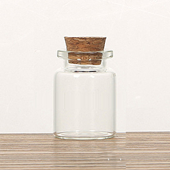 Clair Ornement de bouteilles de liège en verre, bouteilles vides en verre, colonne, clair, 2.2x3.5 cm, capacité: 7 ml (0.24 fl. oz)