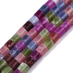 Colorful Natural Quartz Beads Strands, Dyed & Heated, Column, Colorful, 6.5x6~6.5mm, Hole: 1mm, about 63~64pcs/strand, 14.96 inch~15.16 inch(38~38.5cm)