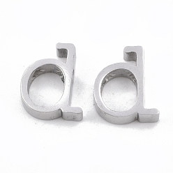 Letter D 304 Stainless Steel Pendants, Stainless Steel Color, Letter, Letter.D, 13x10x3mm, Hole: 1.8mm