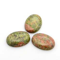 Unakite Cabochons de pierres fines naturelles, ovale, Unakite, 30x22x6~8mm