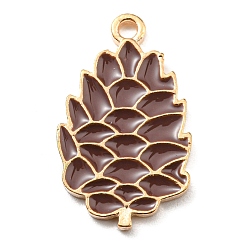 Others Thanksgiving Day Alloy Enamel Pendants, Light Gold, Pine Cones, 23x13.5x1.5mm, Hole: 1.8mm