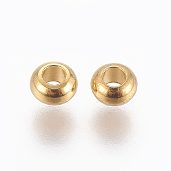 Golden Brass Spacer Beads, Rondelle, Golden, 4x2mm, Hole: 2mm