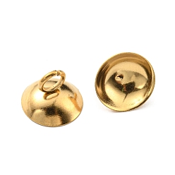 Real 18K Gold Plated 304 Stainless Steel Bead Cap Bails, Half Round, Real 18K Gold Plated, 7.5x10mm, Hole: 2.5mm