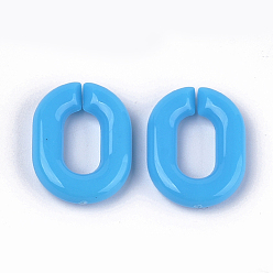 Dodger Blue Acrylic Linking Rings, Quick Link Connectors, For Jewelry Chains Making, Oval, Dodger Blue, 19x14x4.5mm, Hole: 11x5.5mm, about 680pcs/500g